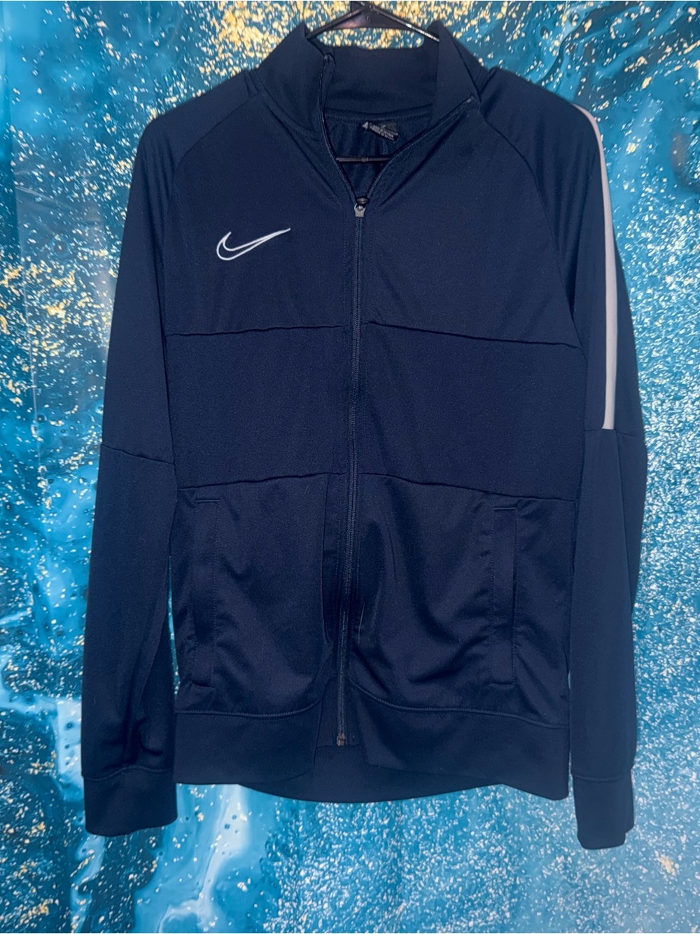 Nike Men’s Navy Full-Zip Performance Jacket with White Swoosh